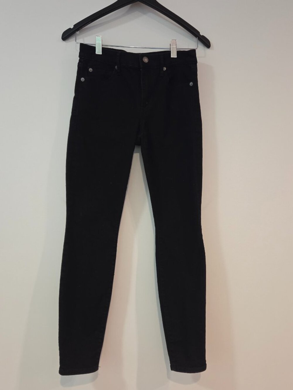 Gap 1969 True Skinny Jeans Black Stretch Denim Size 27S Mid Rise